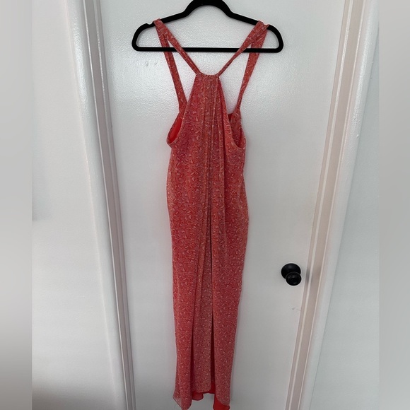 Diane Von Furstenberg 100% Silk Halter Maxi Dress ogami Orange tropical - Picture 1 of 10